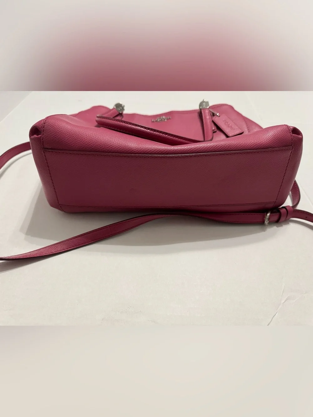 Coach Christie Carryall Crossgrain Leather Pink Satchel Handbag